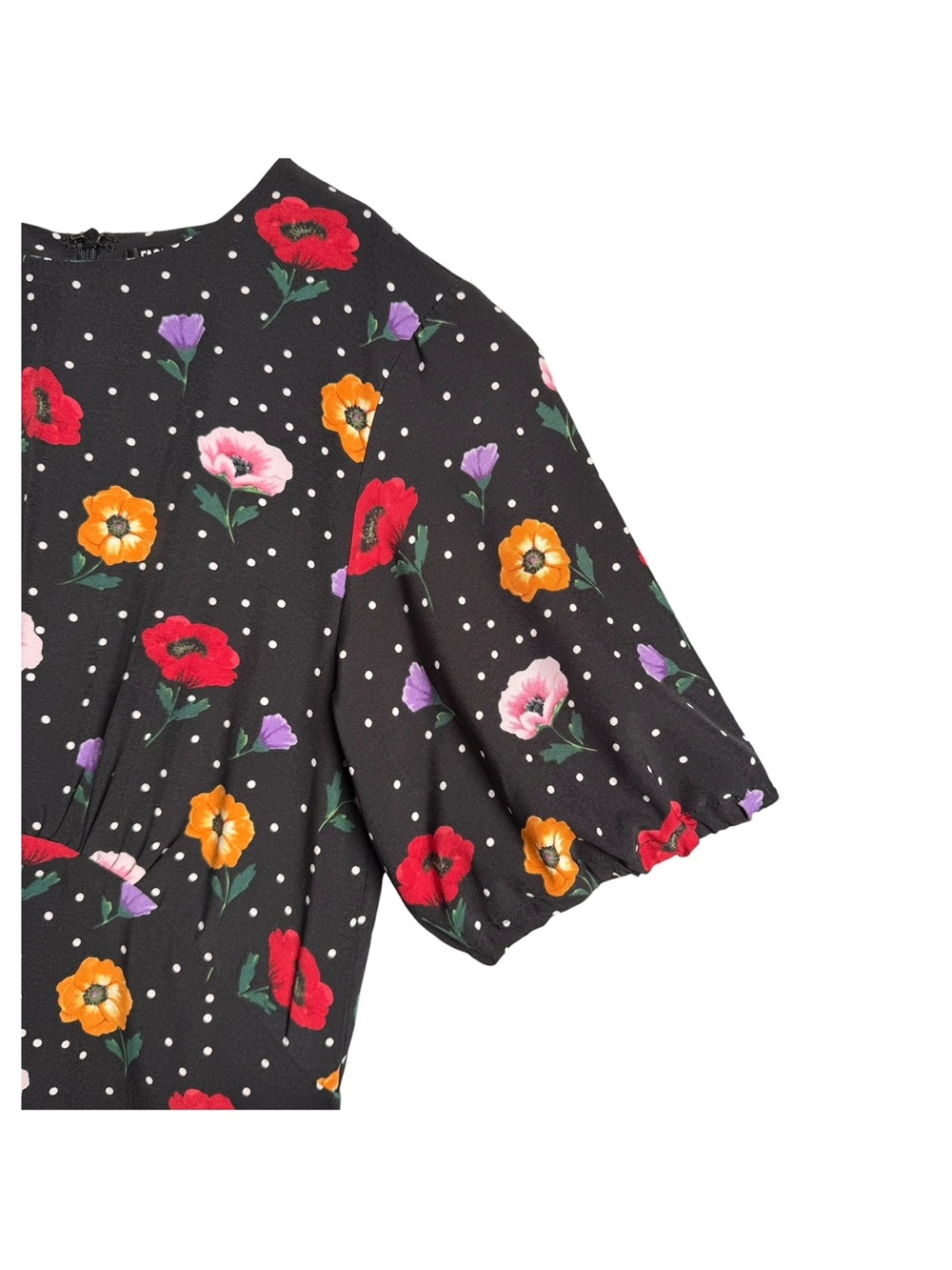 Dark Romantic Floral Polka Dot Midi Dress Size 4 Cottagecore 90’s Novelty Print - Picture 9 of 12